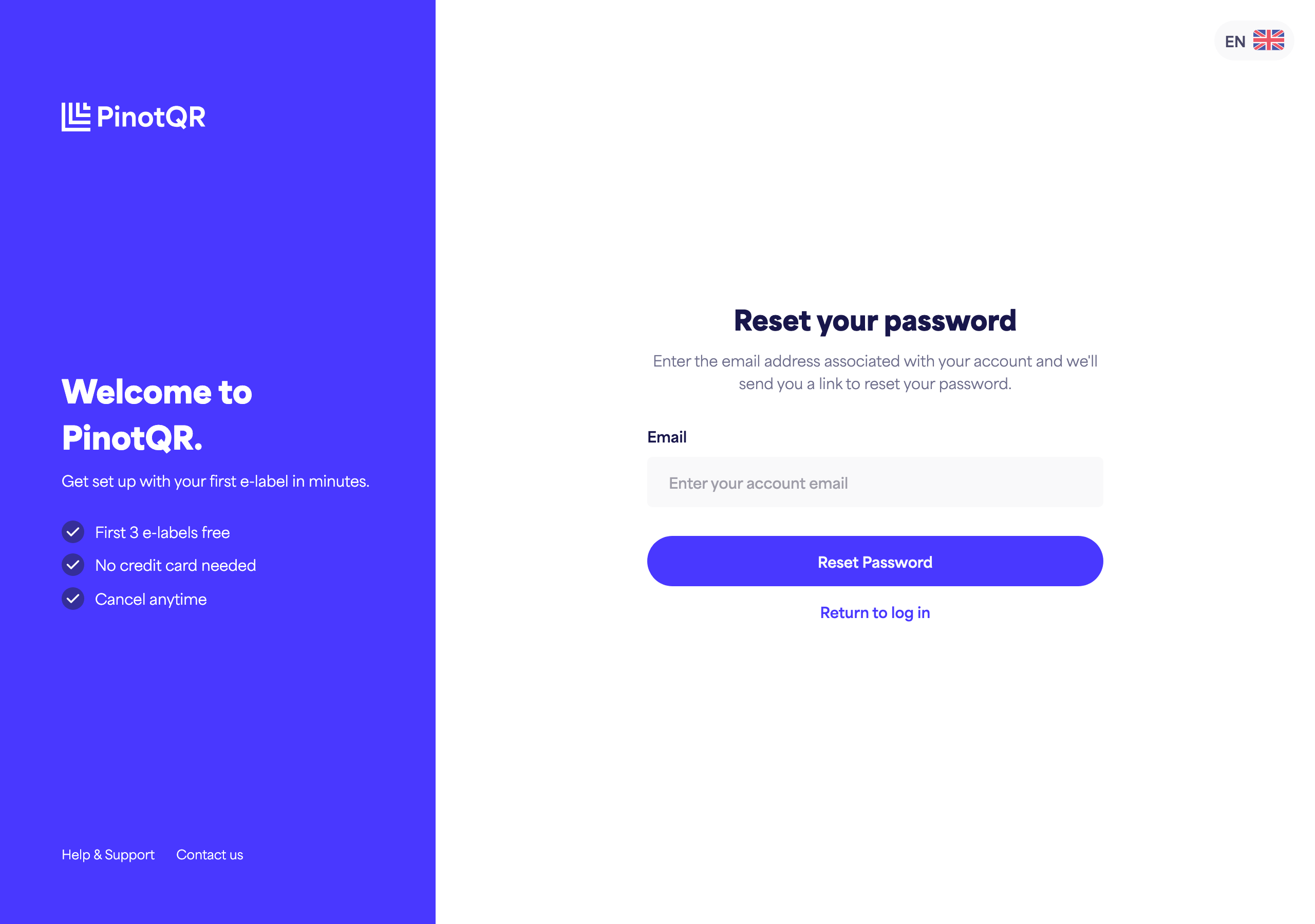 The "Reset your password" screen where you enter your email